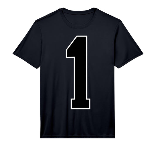 1 Black Sports Team Number Fan T-Shirt - Graphic Print Men Women
