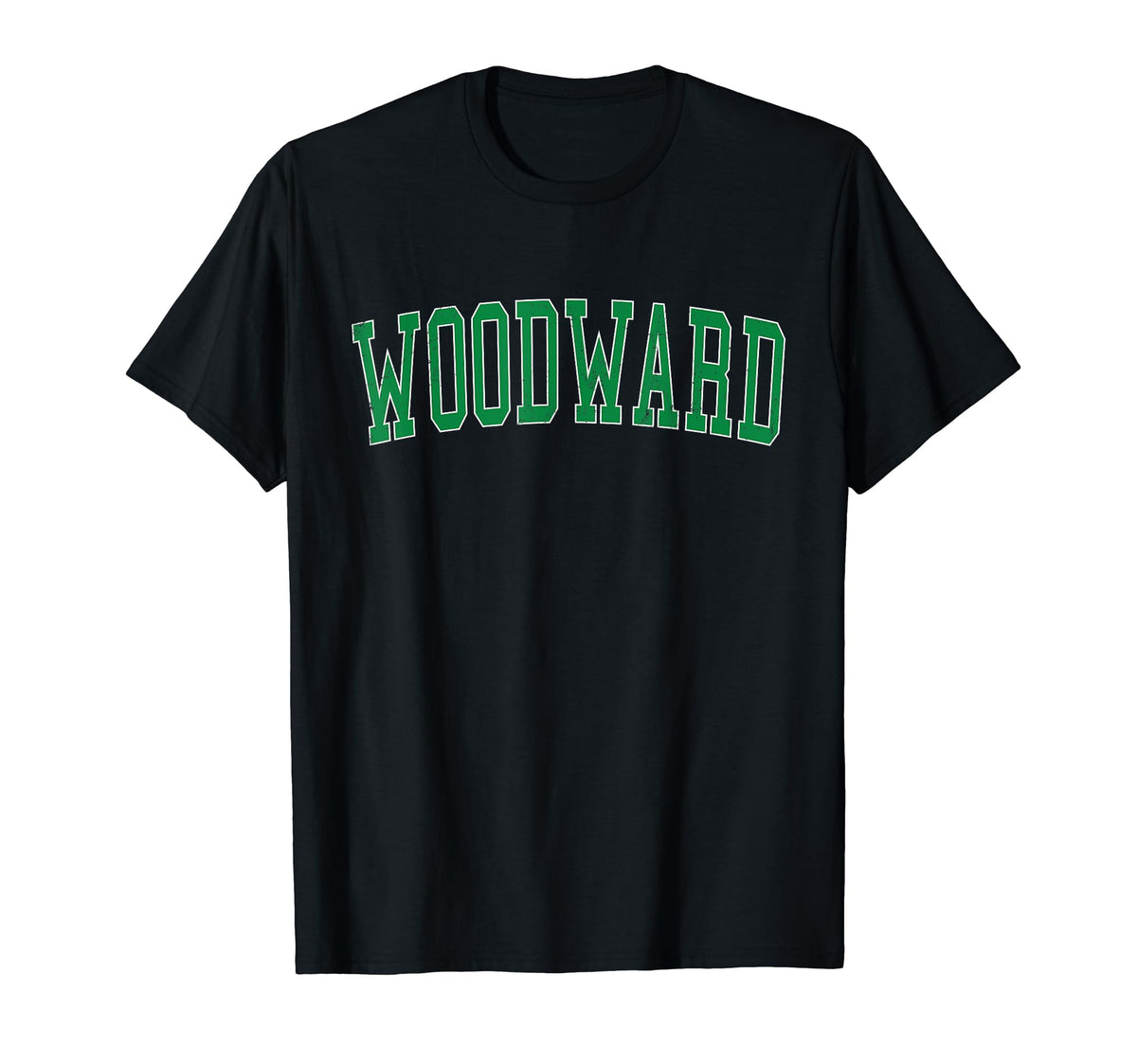 Woodward Ok Distressed Green Varsity T-Shirt - Streetwear Style for Adults