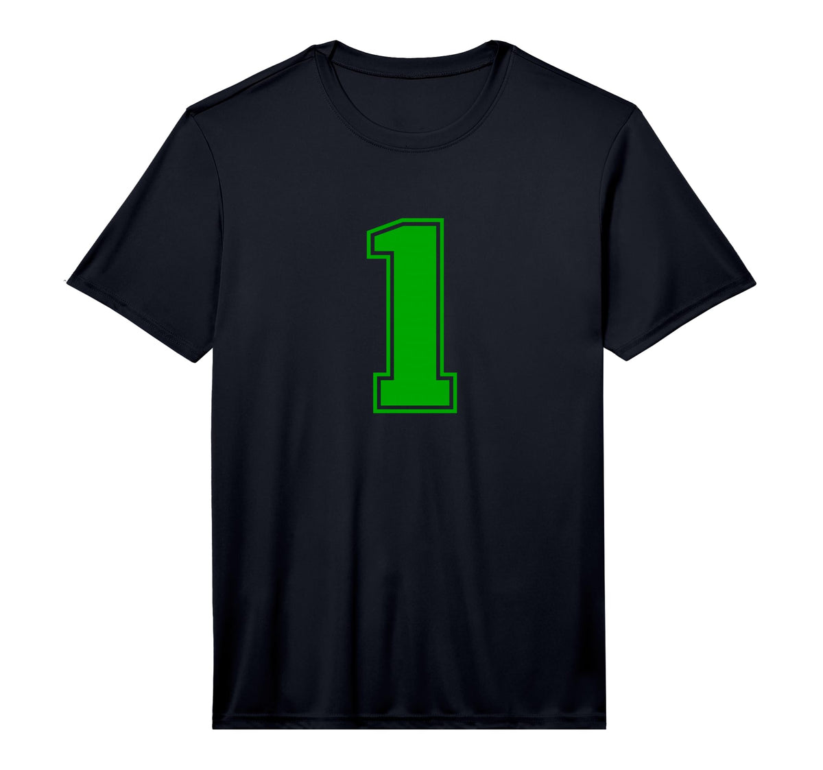 1 Green Sports Team Number T-Shirt - Custom Art Print for Adults