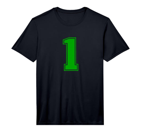 1 Green Sports Team Number T-Shirt - Custom Art Print for Adults