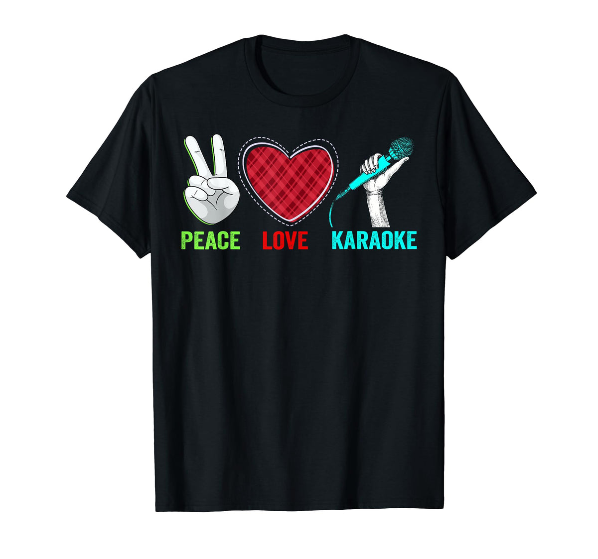 Peace Love Karaoke Singer Music Lover T-Shirt - Minimalist Print Men Women