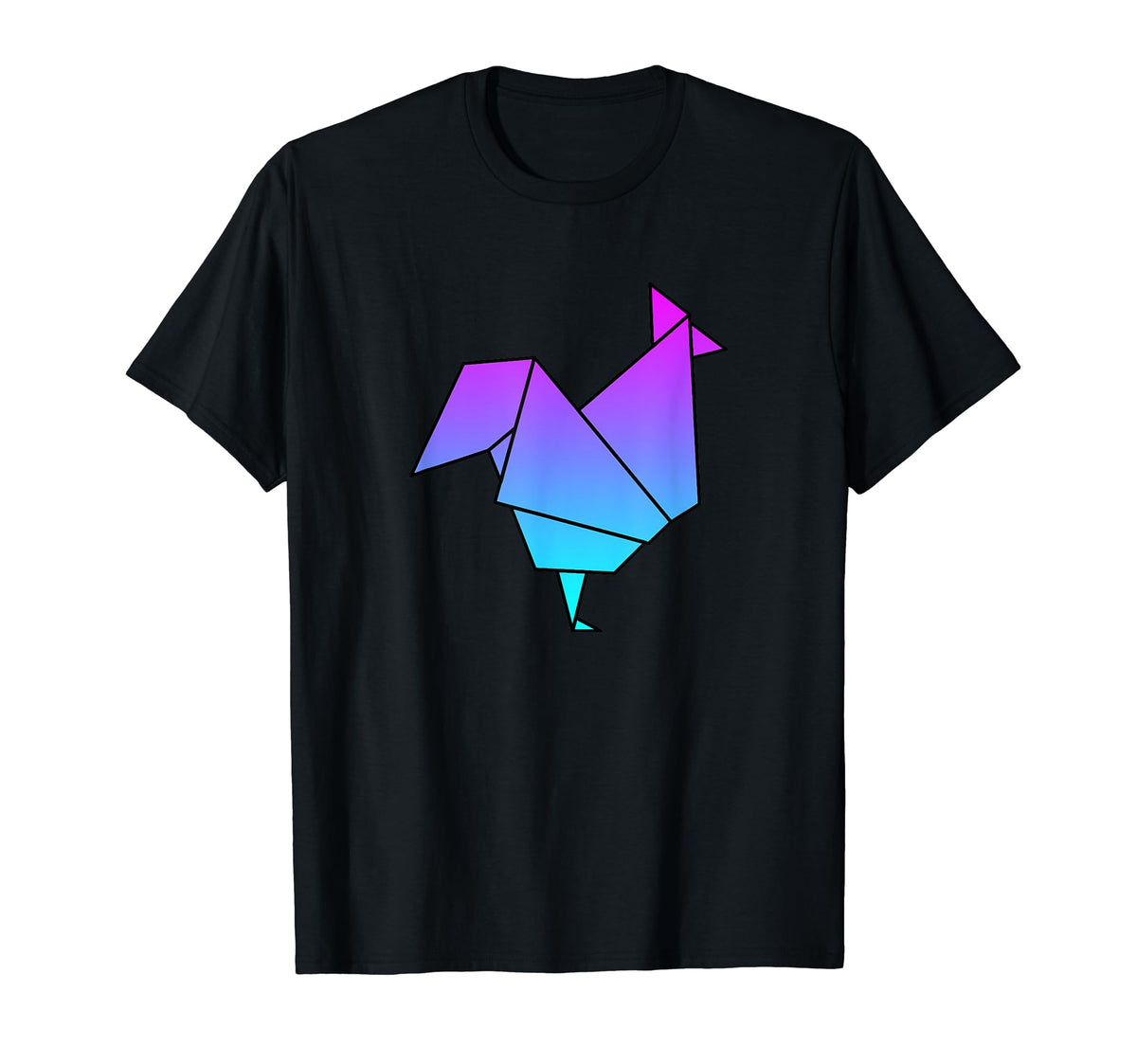 Rooster Origami Vaporwave Aesthetic T-Shirt - Minimalist Print Men Women