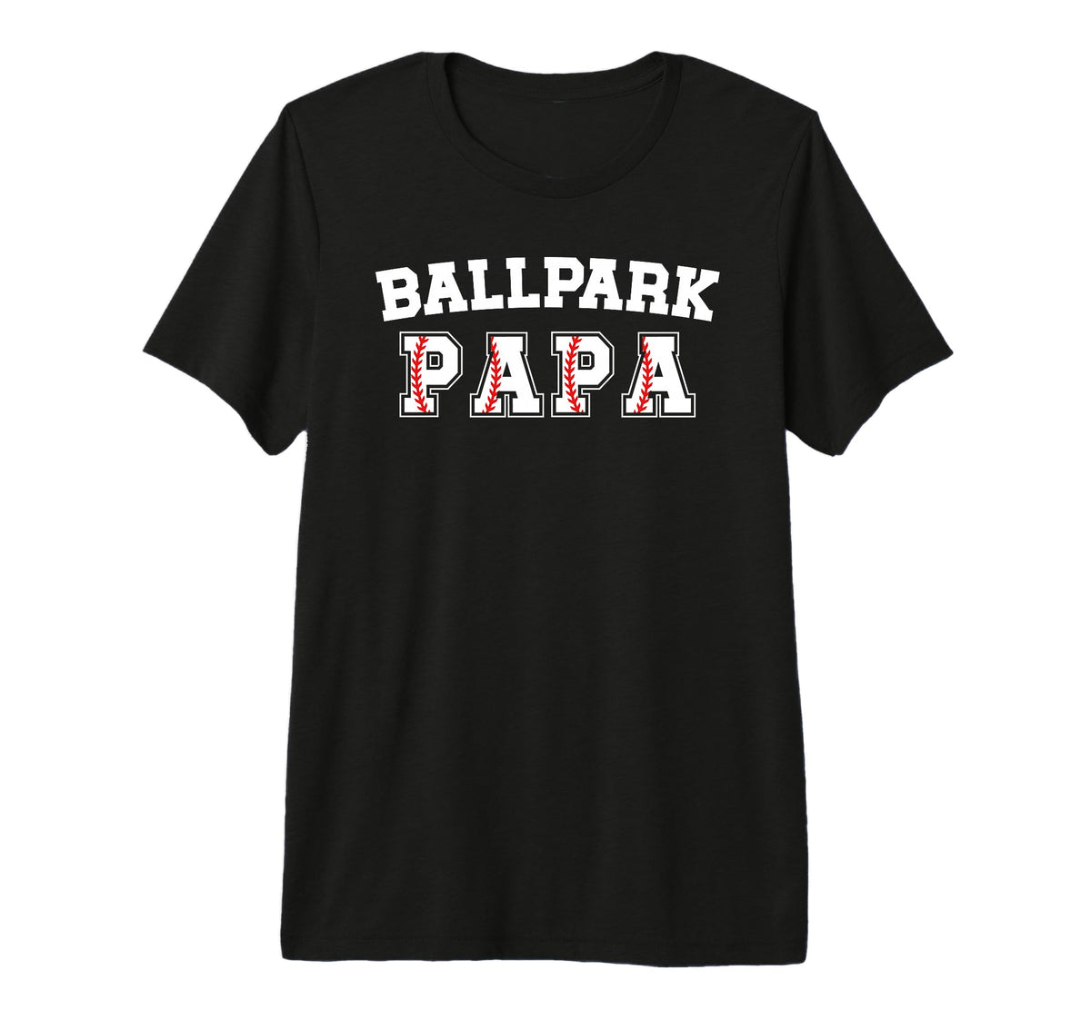 Mens Ballpark Papa Baseball Papa T-Shirt - Casual Everyday Wear Men Women