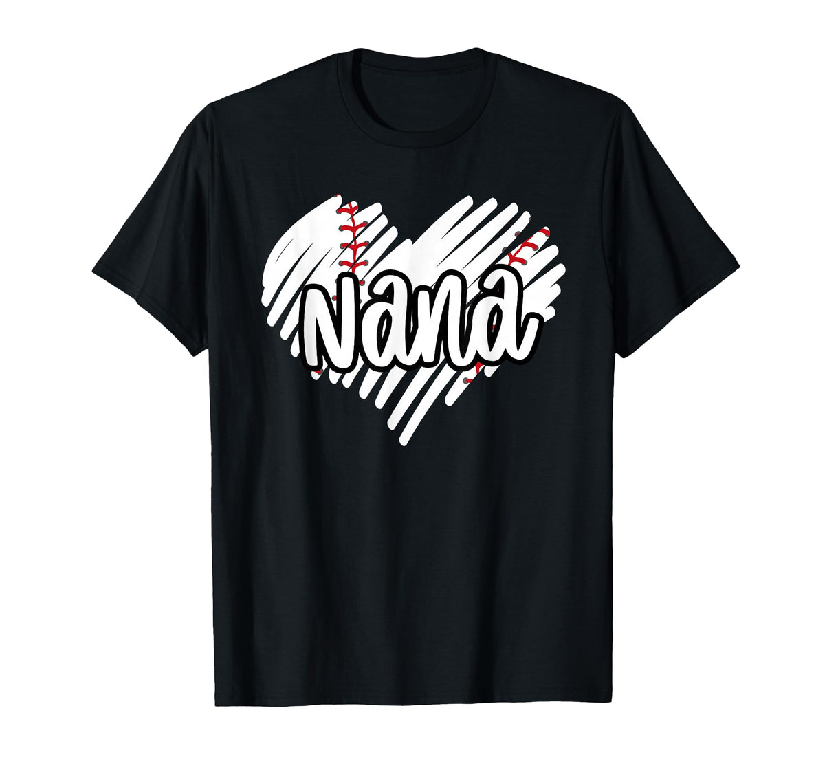 Baseball Nana Heart Sports Game Day T-Shirt - Trendy Graphic for Adults
