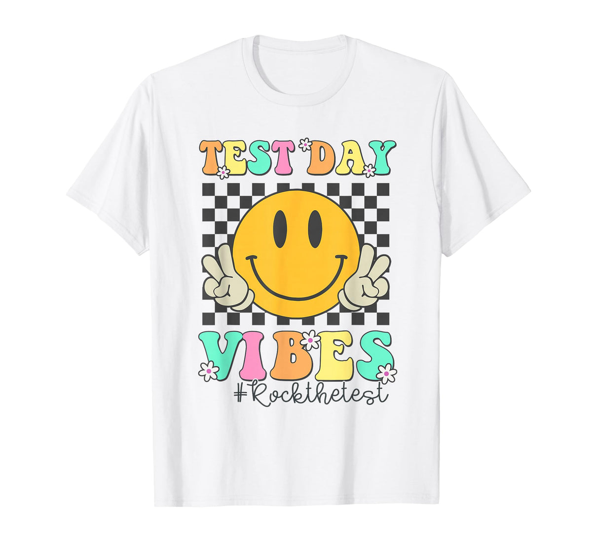 Groovy Motivational Test Day Vibes T-Shirt - Streetwear Style for Adults