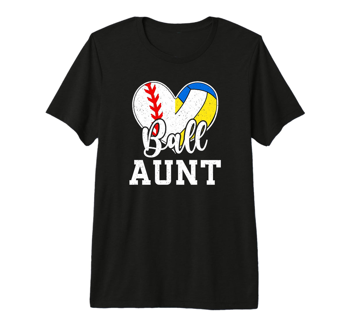 Ball Aunt Heart Baseball Volleyball T-Shirt - Fun Novelty Design Men Women