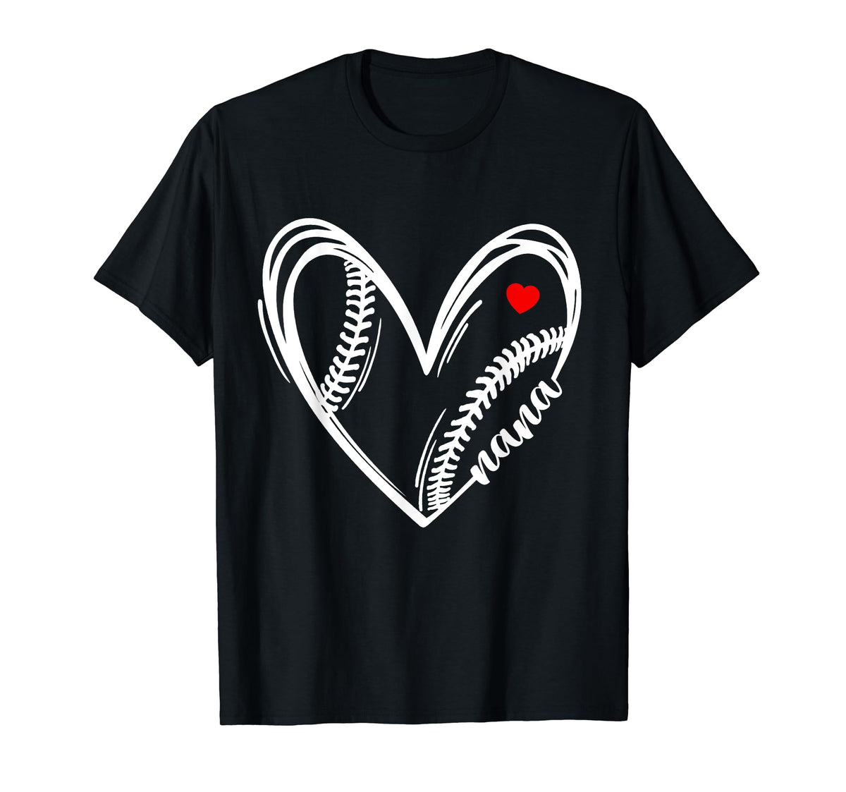 Proud Baseball Heart Nana Grandma Mothers T-Shirt - Graphic Print Unisex