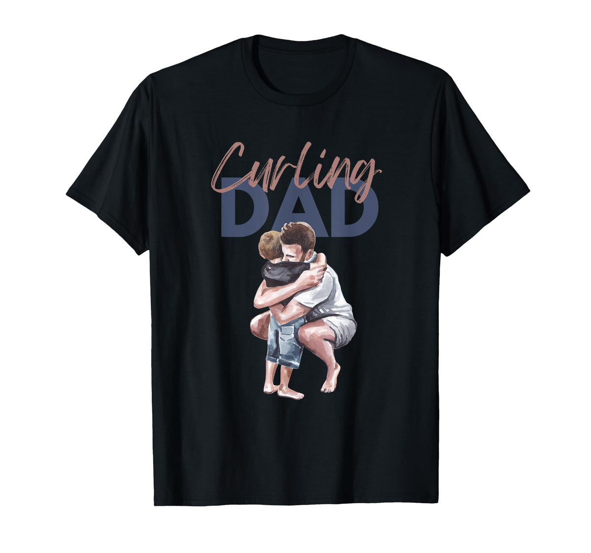 Curling Dad Fathers Day Sports Winter T-Shirt - Custom Art Print Men Women