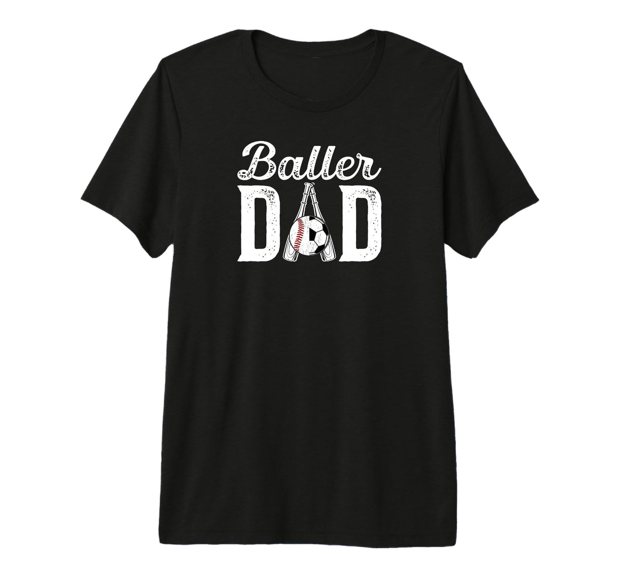 Mens Baller Dad Proud Baseball Soccer T-Shirt - Trendy Graphic for Adults