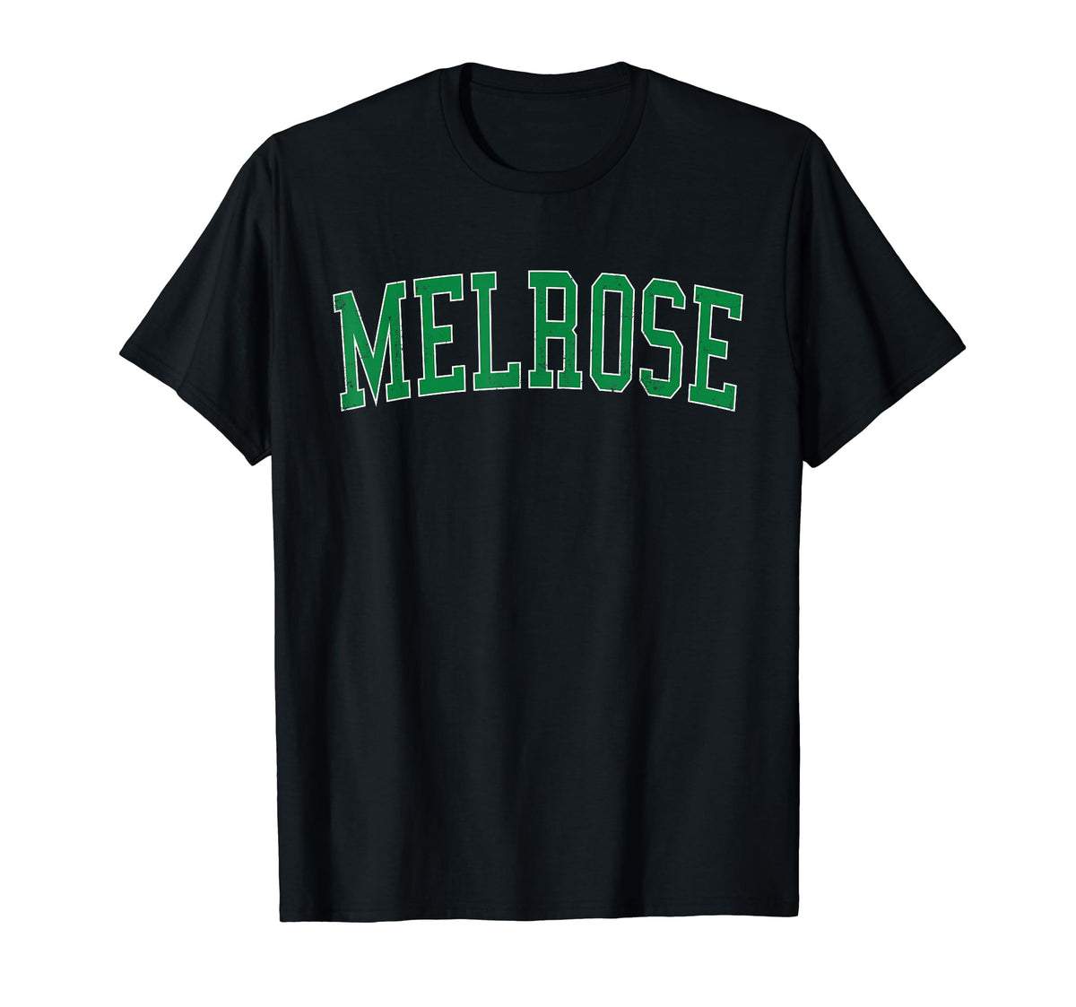 Melrose Ma Distressed Green Varsity T-Shirt - Minimalist Print Men Women