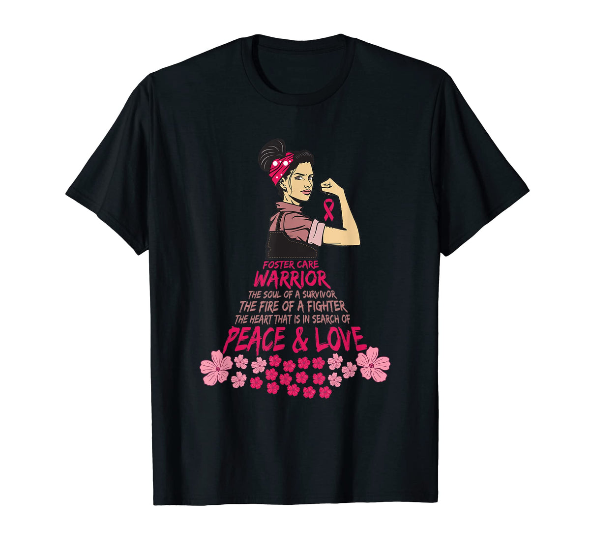 Foster Care Awareness Warrior Peace T-Shirt - Aesthetic Graphic for Adults