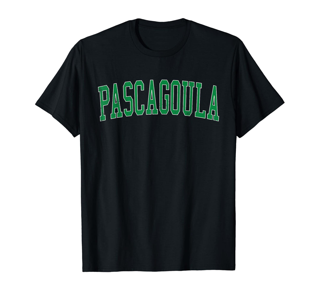 Pascagoula Ms Distressed Green Varsity T-Shirt - Streetwear Style Men Women
