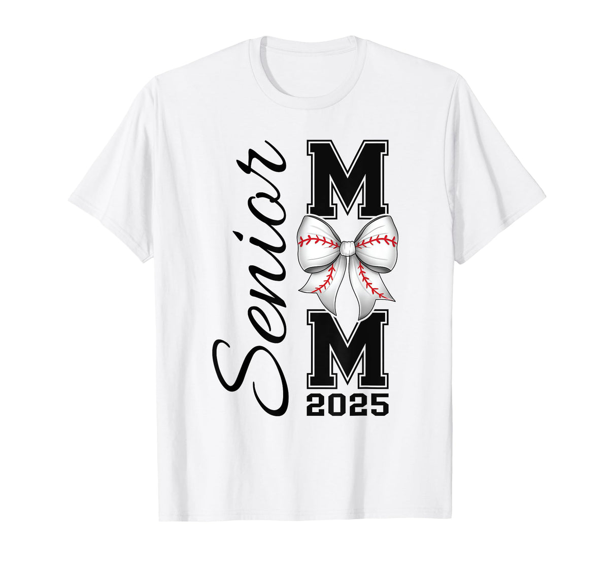 Senior Mom 2025 Baseball Bow Coquette T-Shirt - Streetwear Style Men Women