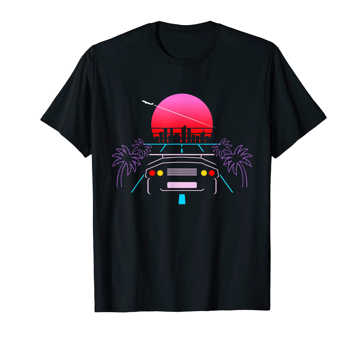 Car Sunset Vaporwave Japanese T-Shirt - Casual Everyday Wear Men Women