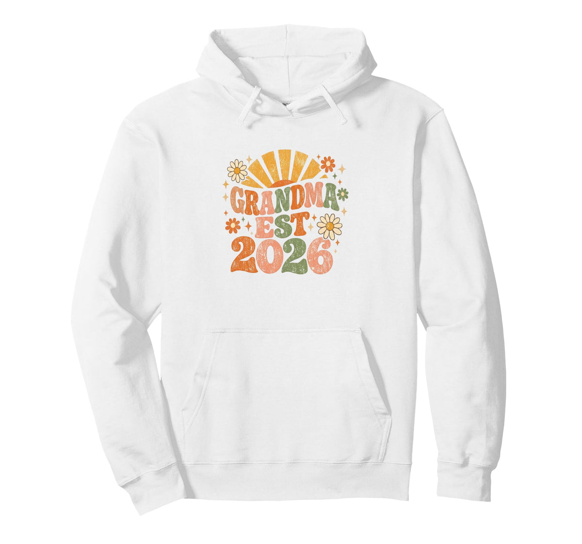 Grandma Est 2026 Groovy Daisy Flower Hoodie - Novelty Apparel Men Women