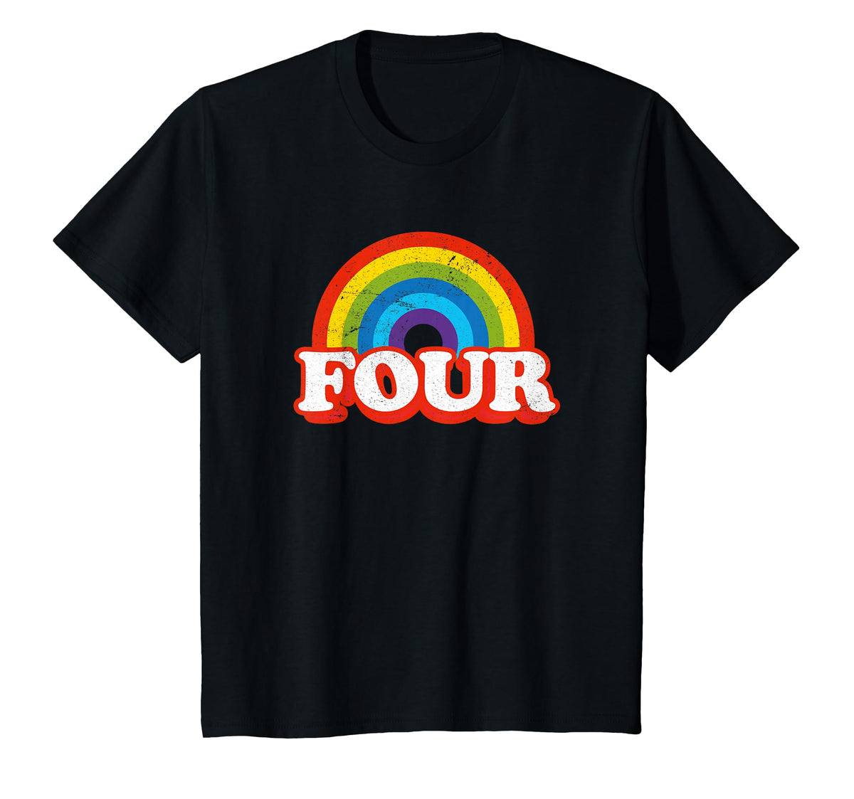 Four Rainbow 4 Years Old 4Th Birthday T-Shirt - Streetwear Style Men Women