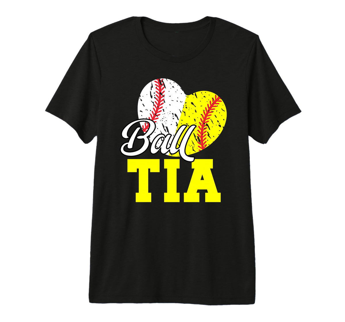 Ball Tia Heart Softball Baseball Tia Aunt T-Shirt - Trendy Graphic Unisex