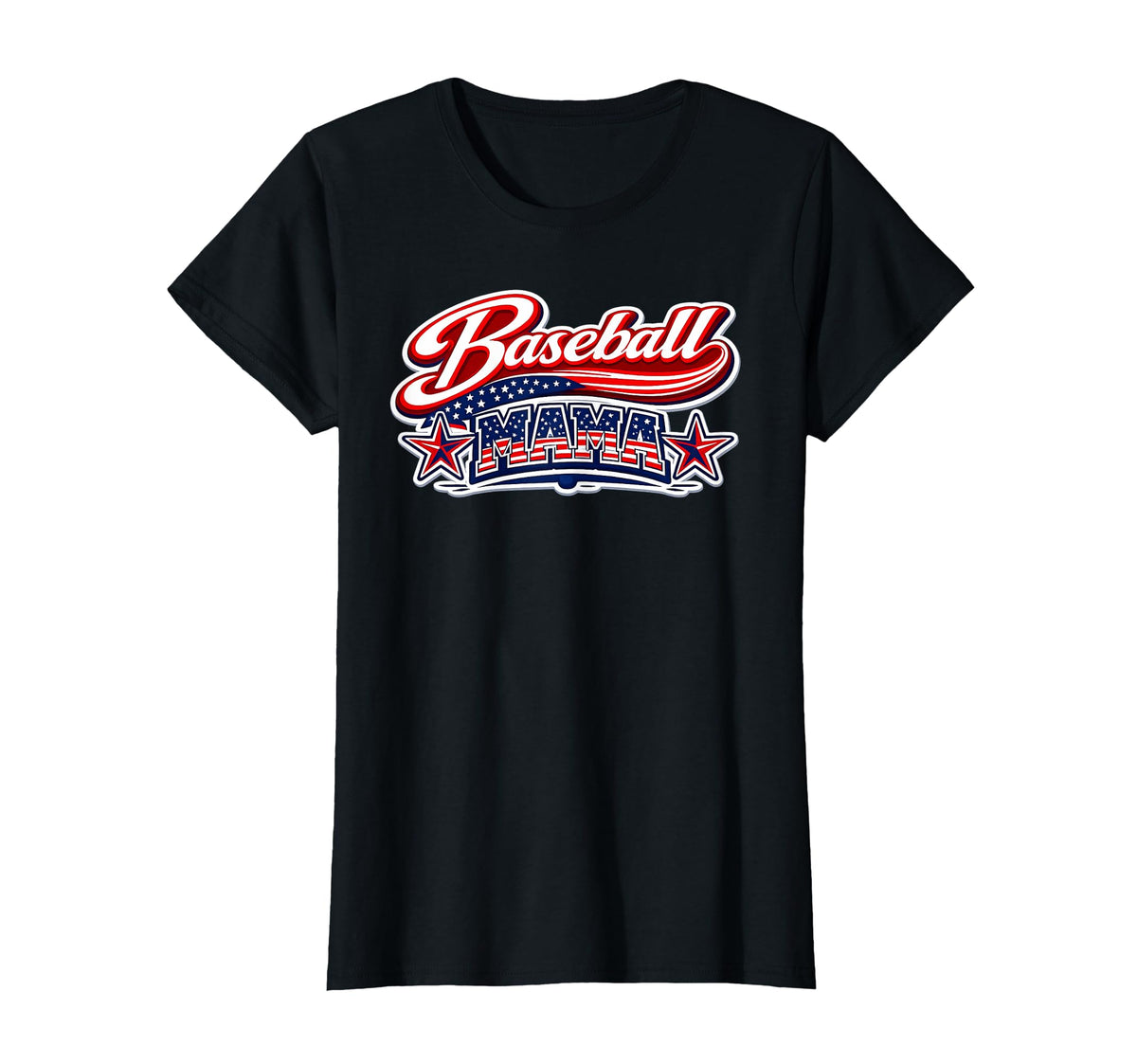 Baseball Mama Usa Flag Patriotic July T-Shirt - Custom Art Print Men Women