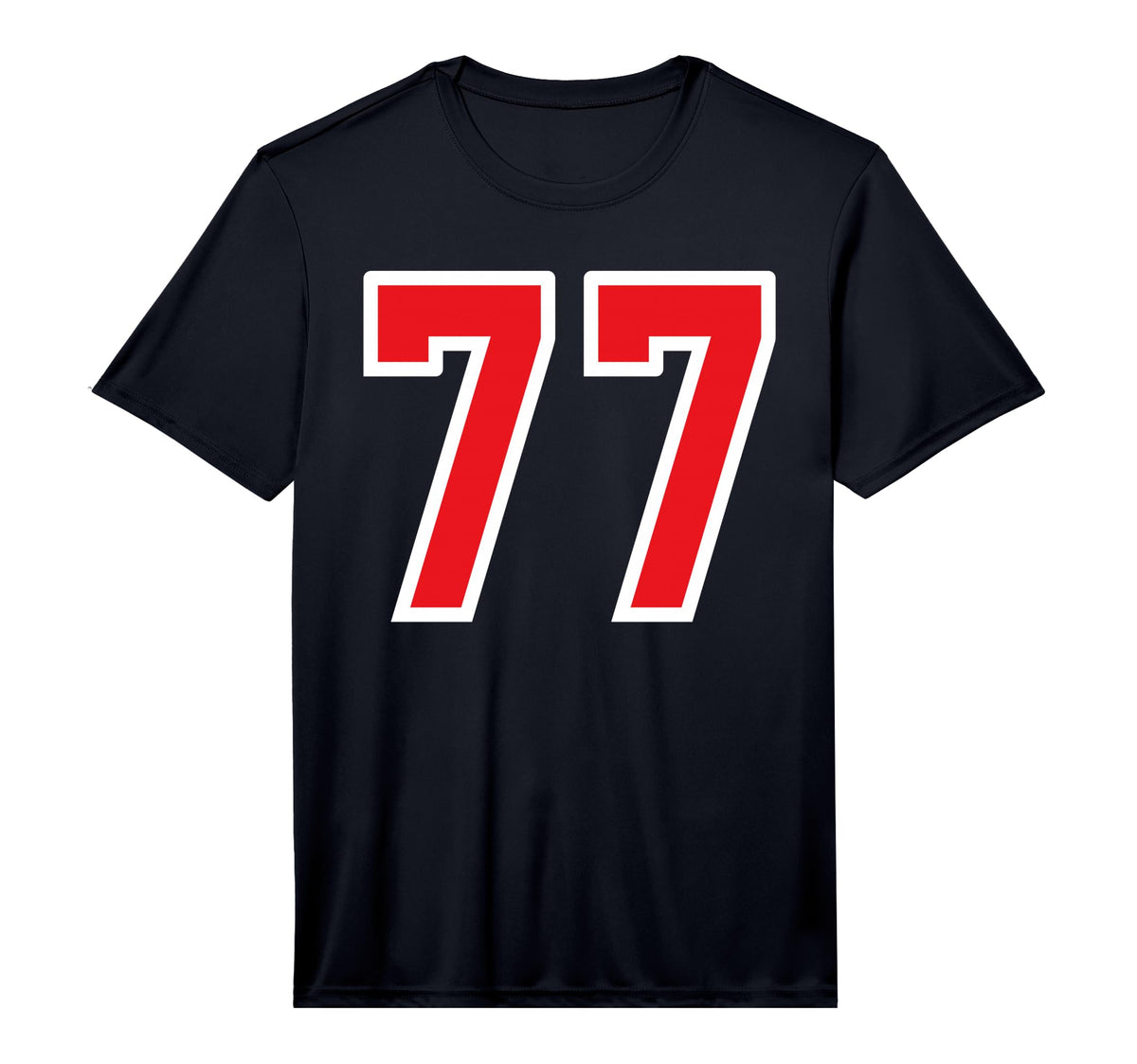 White Red Sport Team Number 77 T-Shirt - Trendy Graphic Men Women