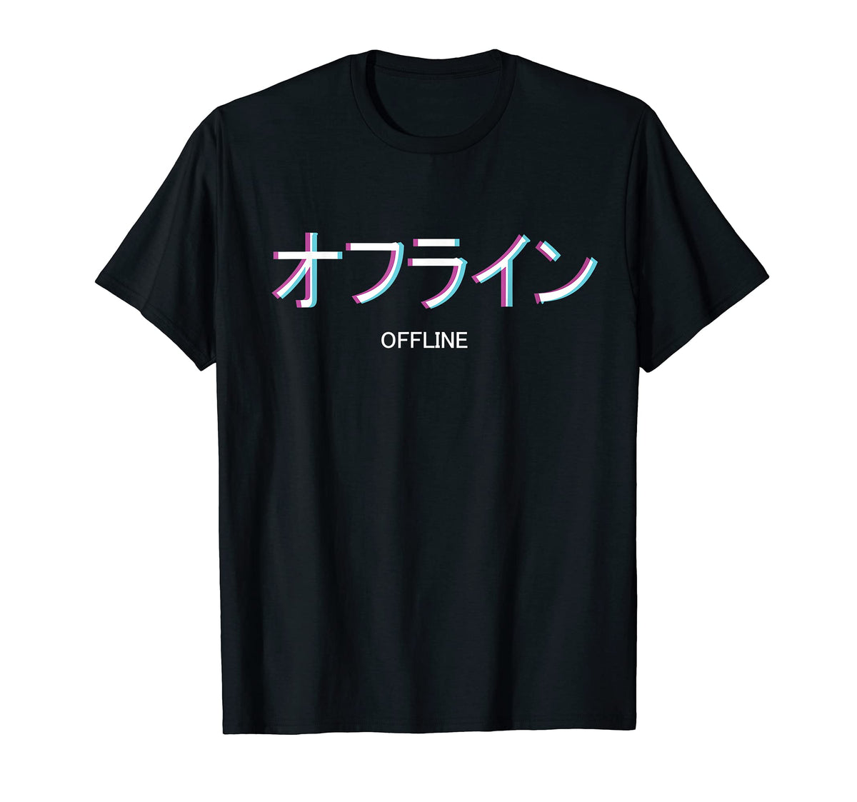 Offline Aesthetic Vaporwave Otaku Kanji T-Shirt - Graphic Print Men Women