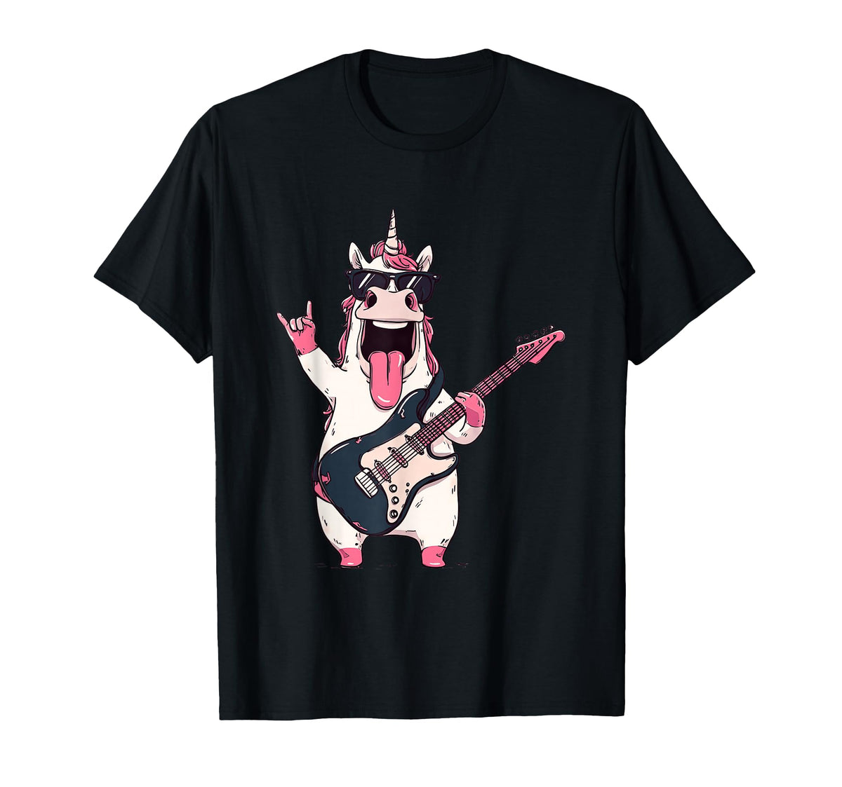 Funny Unicorn Guitar Rock Music Animal T-Shirt - Custom Art Print Unisex