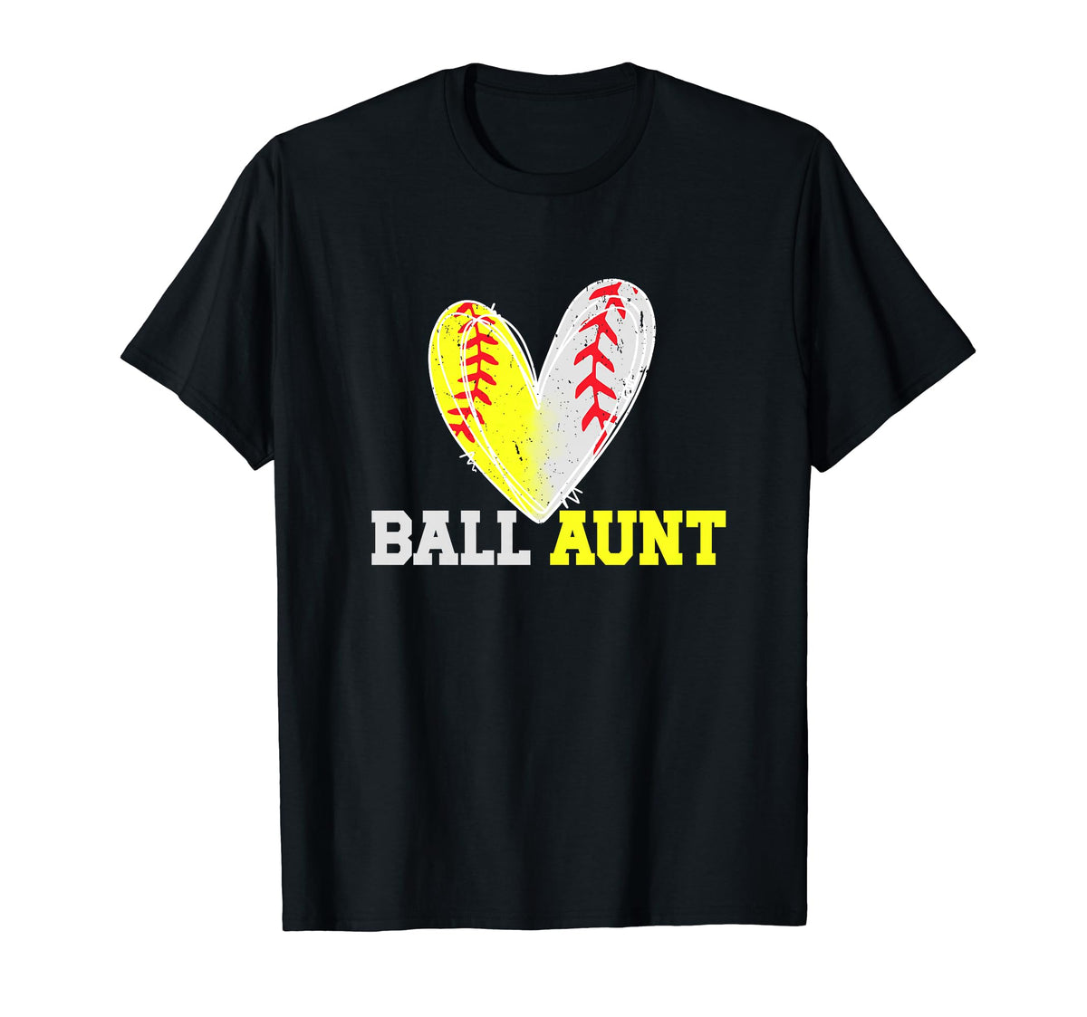 Ball Aunt Heart Baseball Softball Aunt T-Shirt - Trendy Graphic Men Women