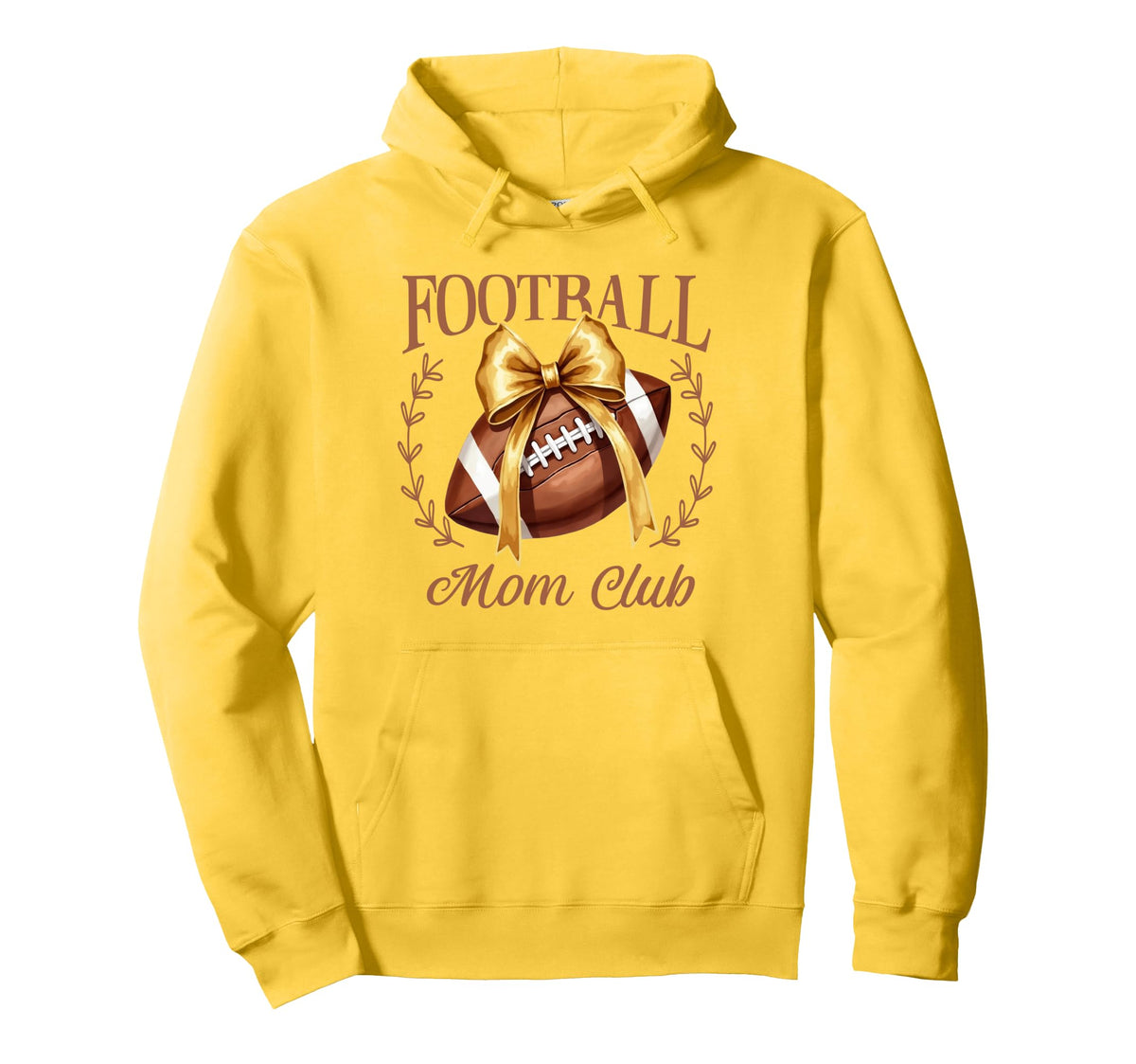 Game Day Yellow Croquette Bow Football Hoodie - Trendy Graphic for Adults