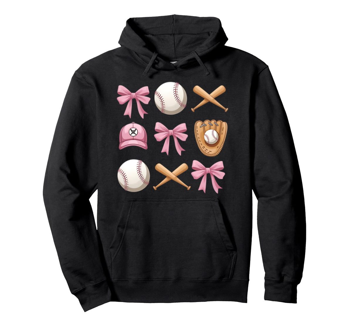 Baseball Coquette Bow Mom Sister Hoodie - Casual Everyday Wear Men Women
