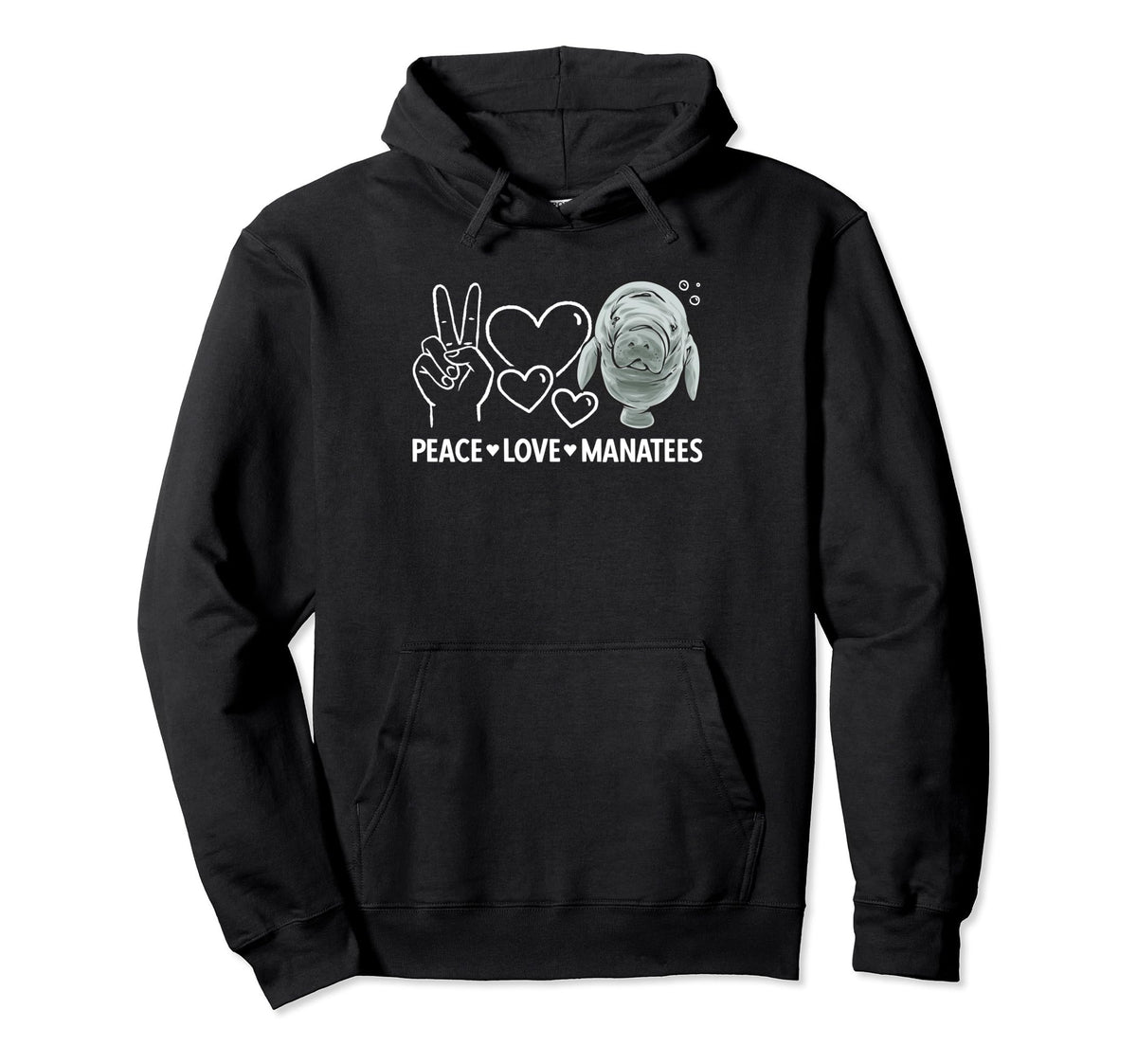 Manatee Sea Animal Peace Love Hoodie - Aesthetic Graphic for Adults