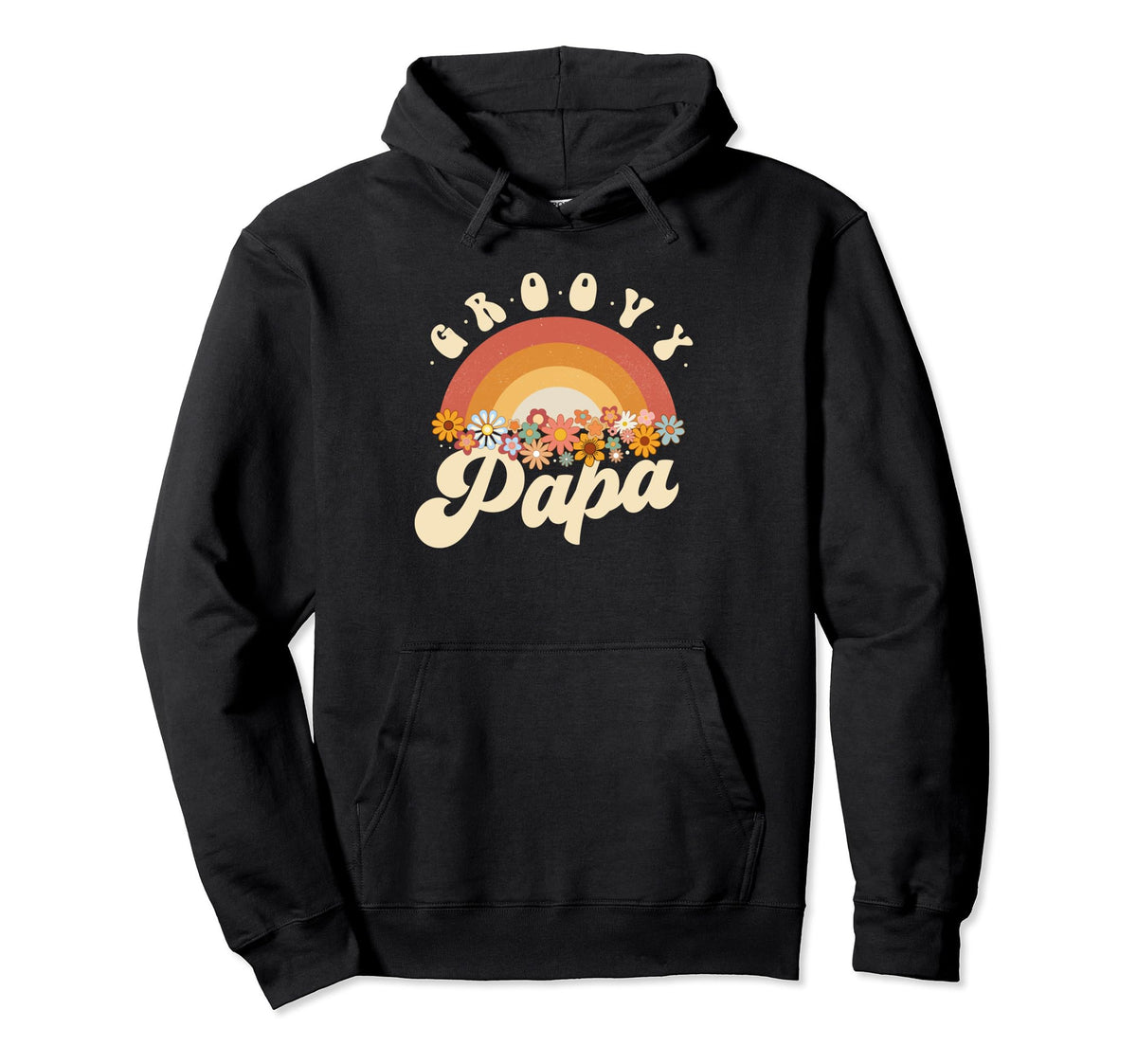 Groovy Papa Rainbow Colorful Flowers Hoodie - Trendy Graphic Men Women