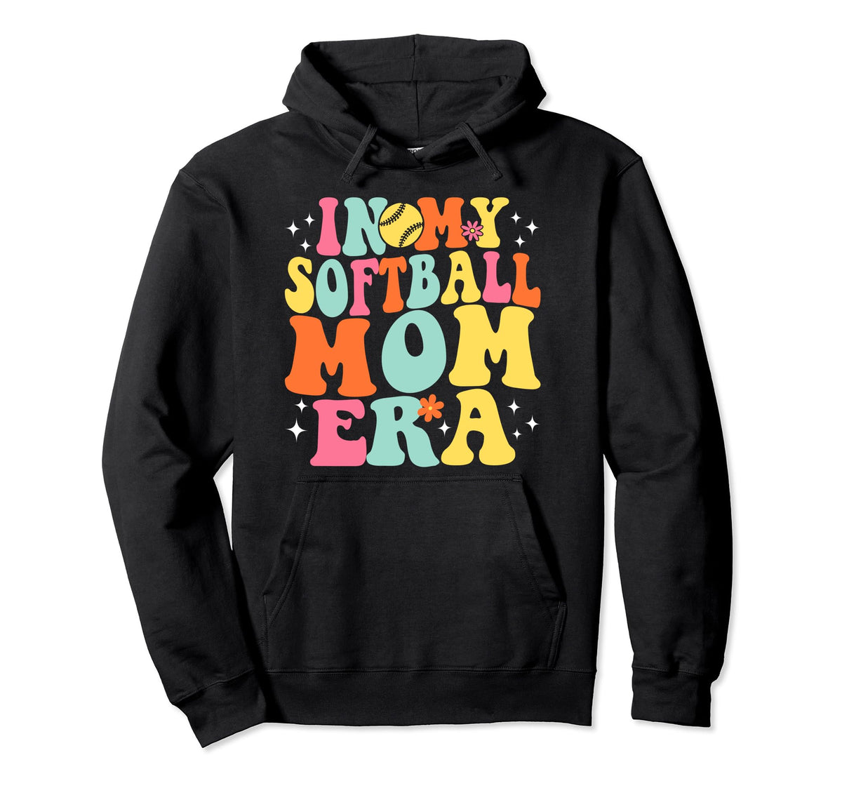My Softball Mom Era Game Day Groovy Hoodie - Trendy Graphic Men Women