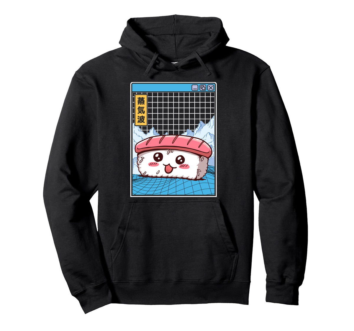 Sushi Kawaii Grid Vaporwave Aesthetic Hoodie - Trendy Graphic Men Women