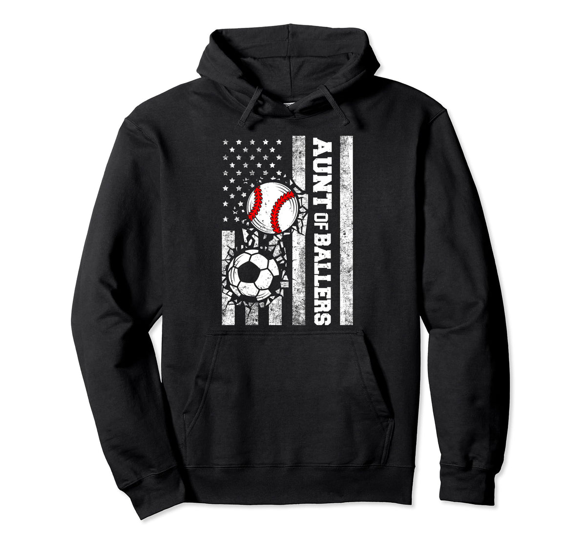 Aunt Ballers Funny Usa Flag Soccer Hoodie - Aesthetic Graphic Unisex