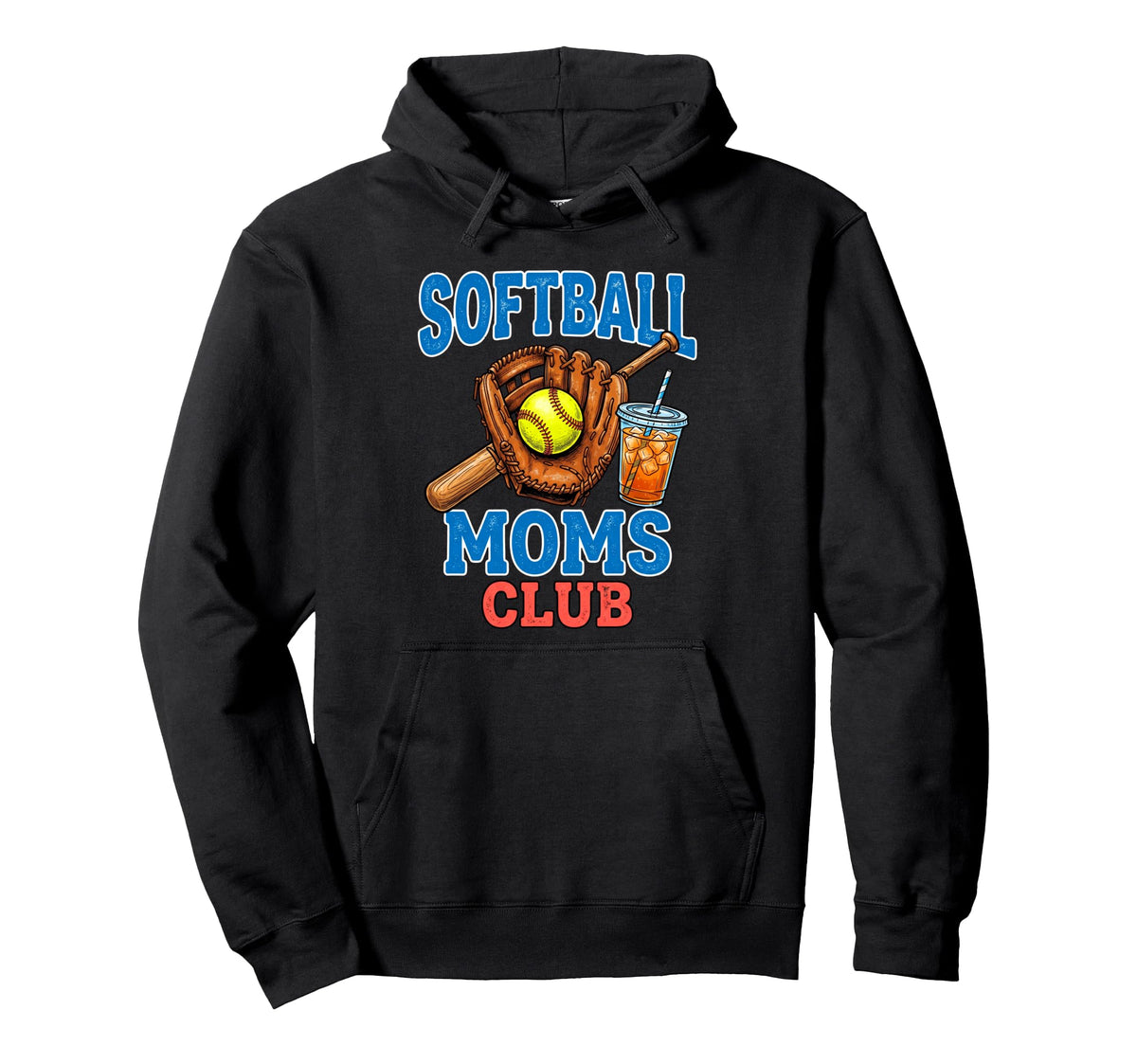 Softball Moms Club Game Iced Coffee Hoodie - Fun Novelty Design Men Women