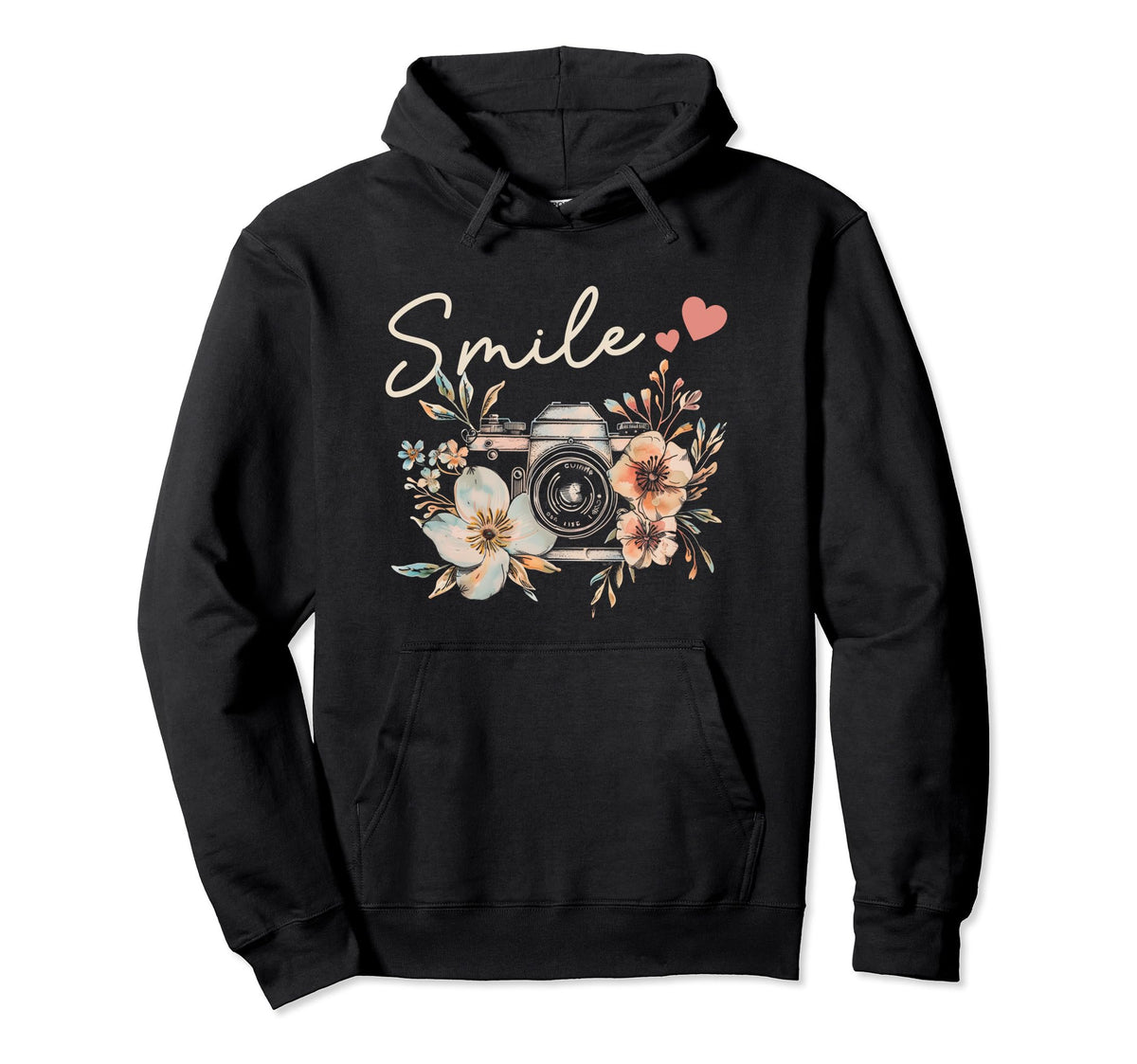 Photographer Smile Camera Flowers Hoodie - Casual Everyday Wear for Adults
