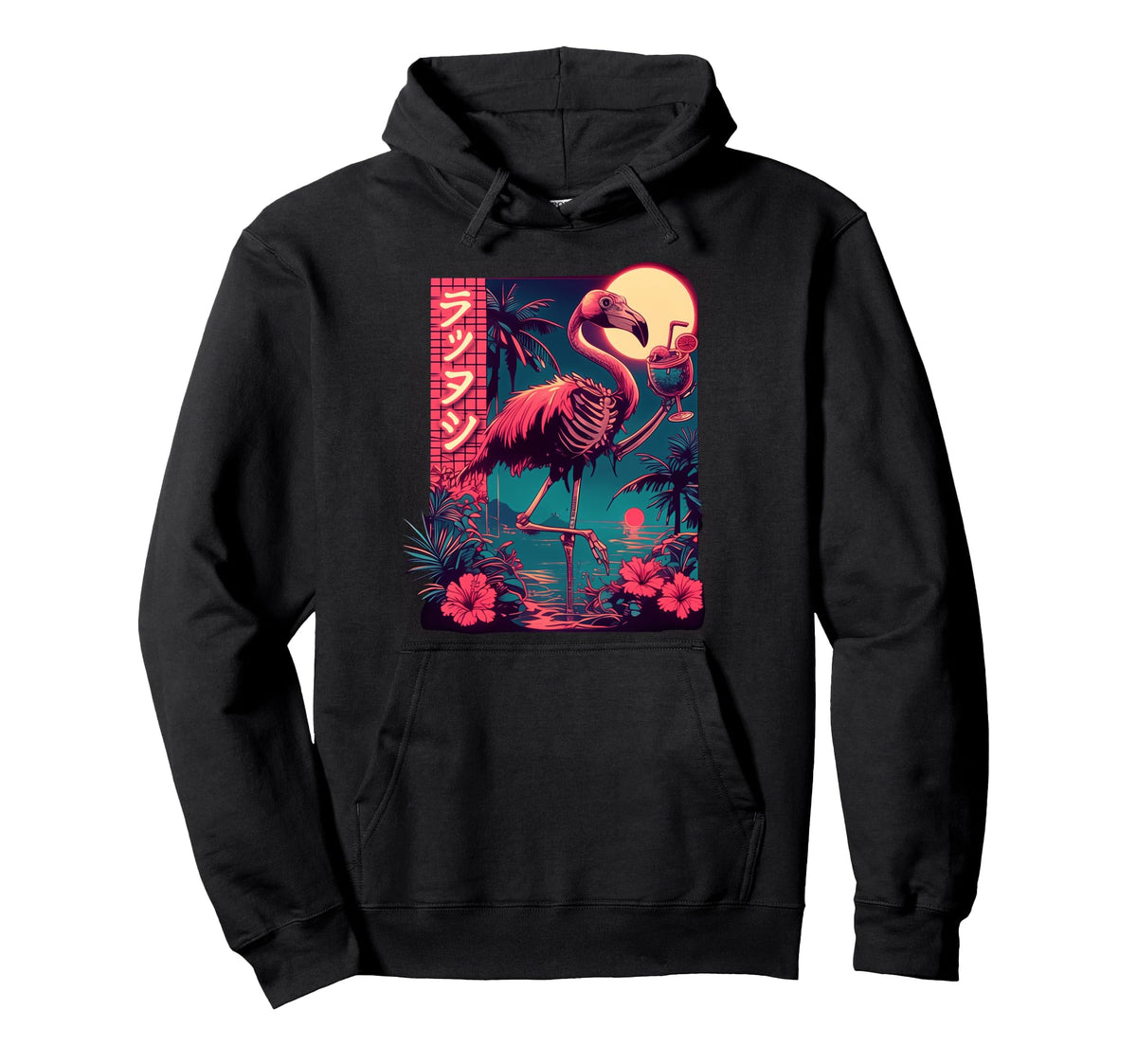 Flamingo Japanese Tropical Beach Hoodie - Casual Everyday Wear Men Women