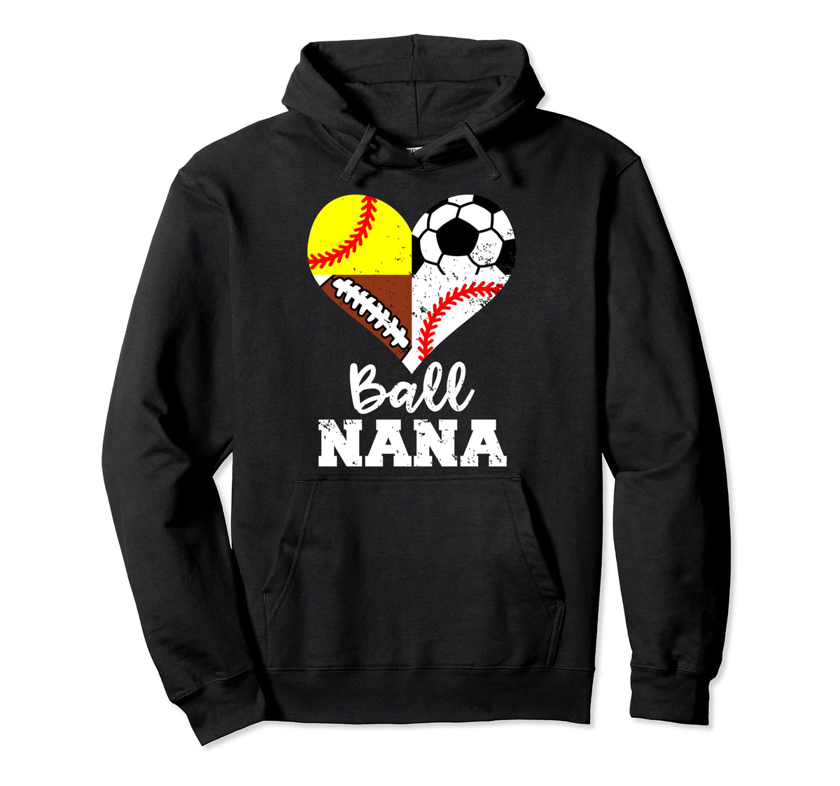 Ball Nana Funny Soccer Football Hoodie - Minimalist Print for Adults