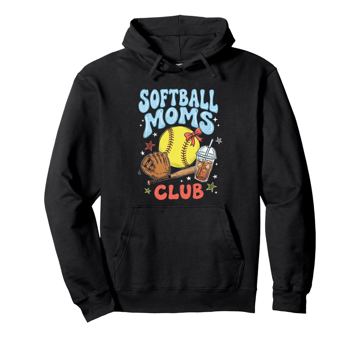 Softball Moms Club Coquette Bow Gameday Hoodie - Graphic Print Men Women