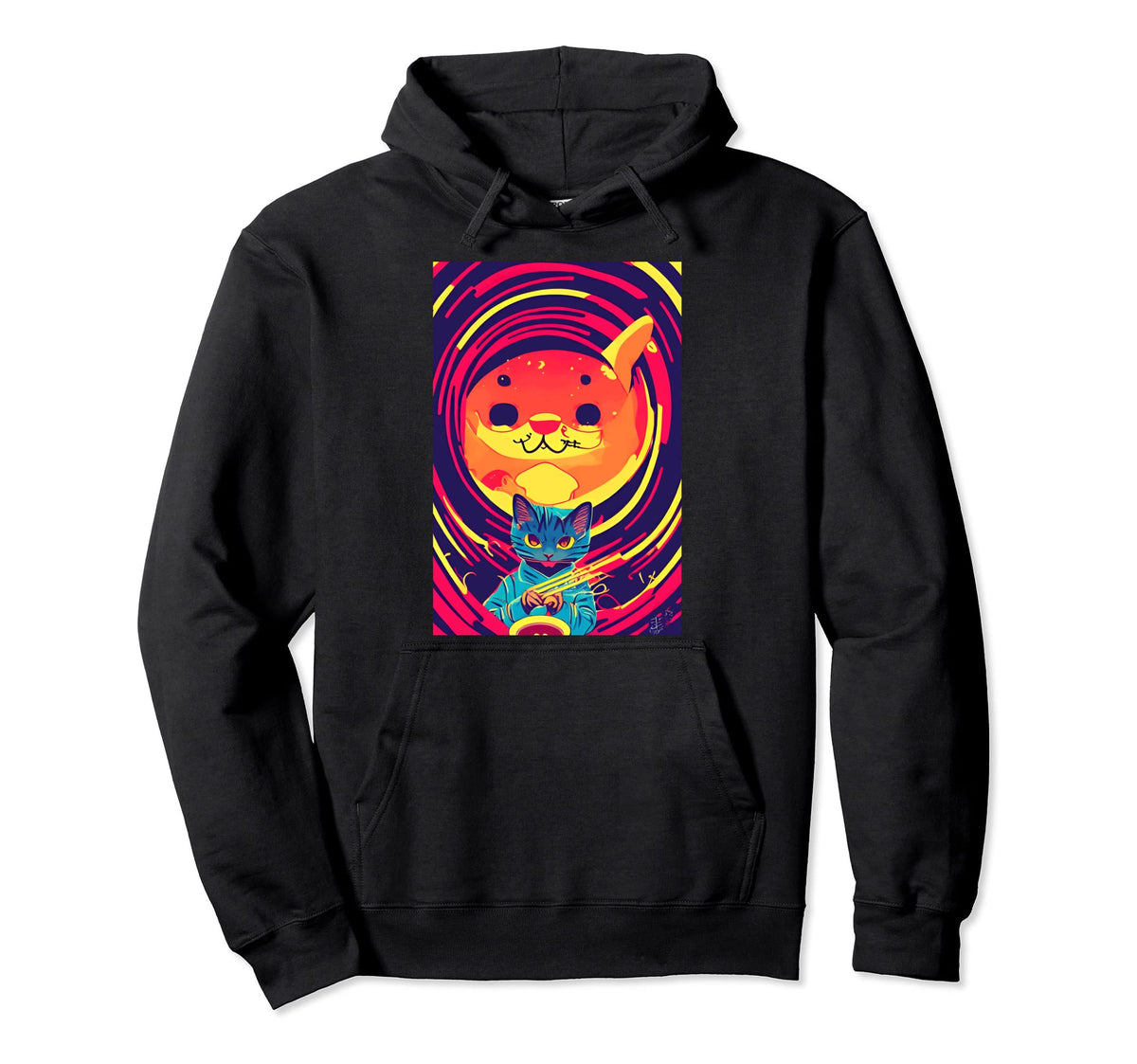 Kawaii Serious Cat Japanese Sun Hoodie - Casual Everyday Wear for Adults