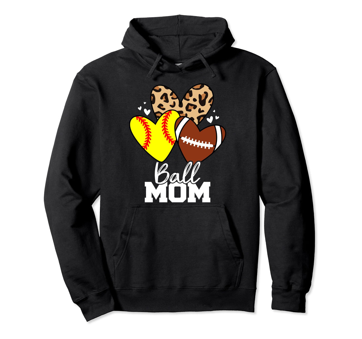 Ball Mom Funny Football Softball Mom Hoodie - Unique Graphic for Adults