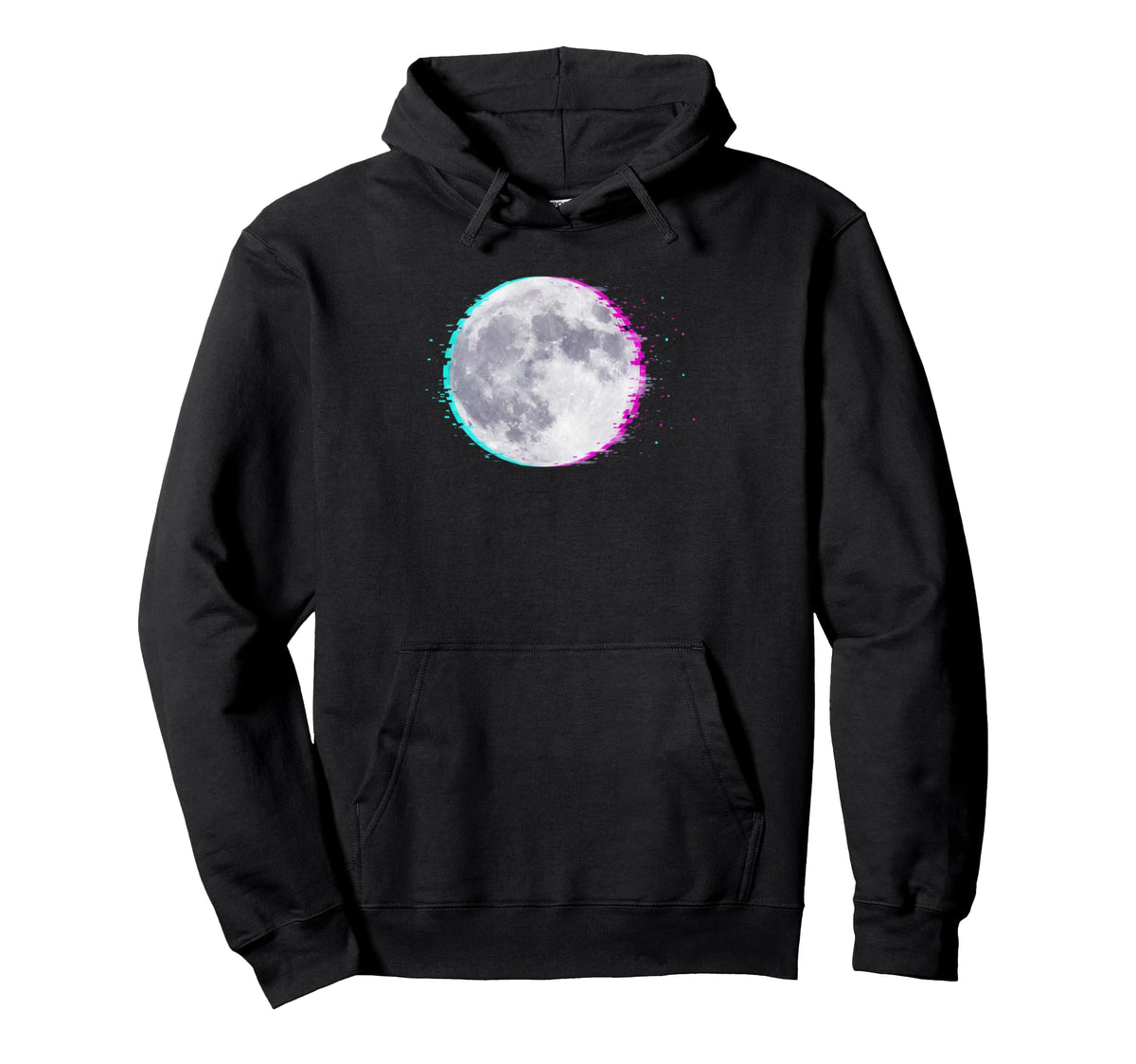 Cyberpunk Glitch Moon Vaporwave Hoodie - Casual Everyday Wear for Adults