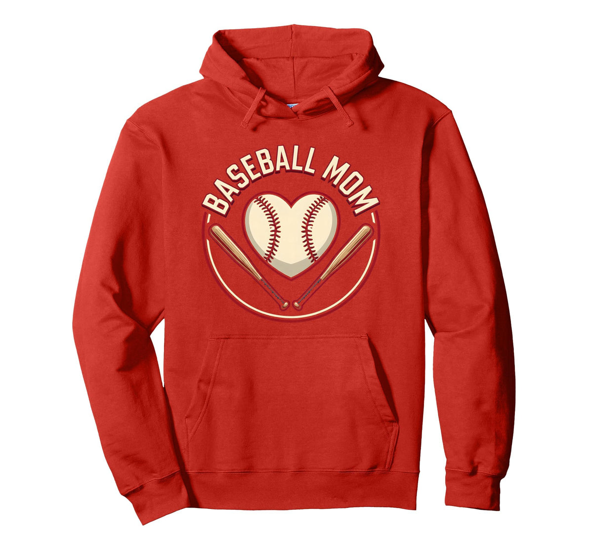 Baseball Mom Heart Proud Sports Parent Hoodie - Graphic Print Unisex