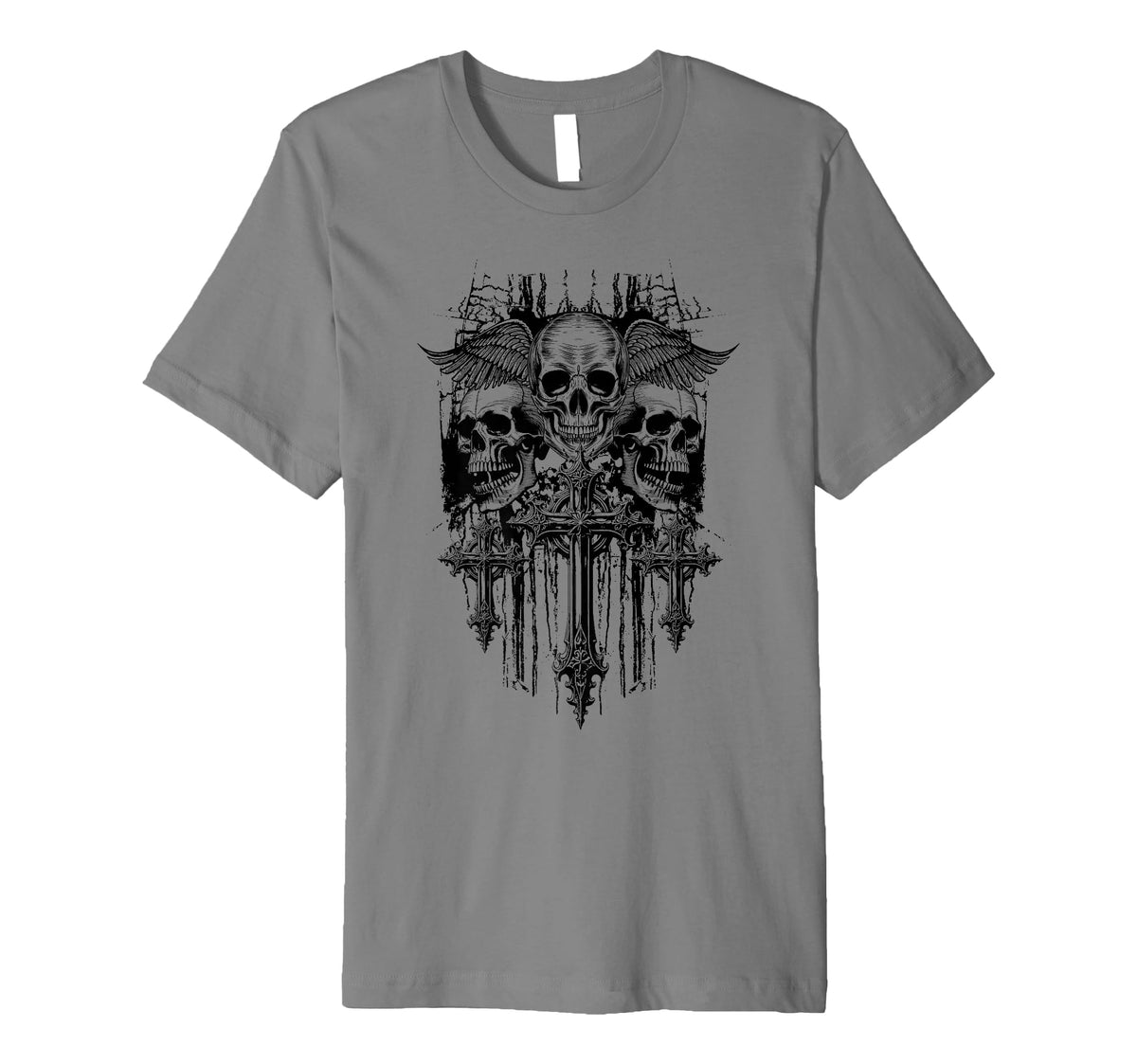 Skull Cross Wings Goth Alt Grunge Gothic T-Shirt - Streetwear Style Unisex