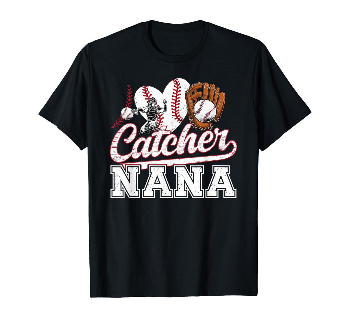 Baseball Catcher Nana Grandma Nana T-Shirt - Custom Art Print Men Women