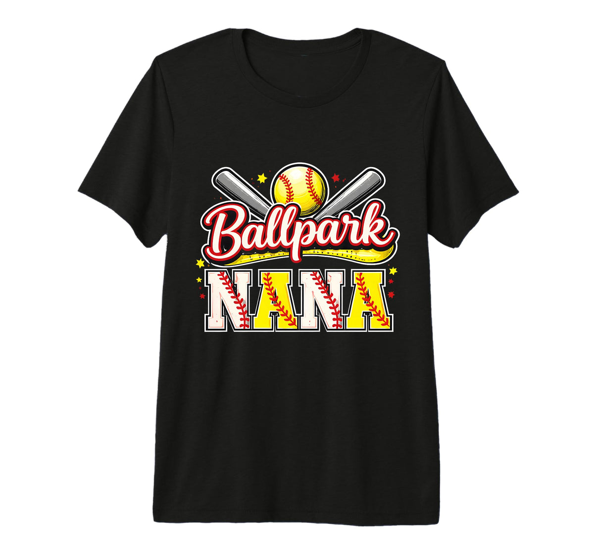 Funny Ballpark Nana Baseball Grandma T-Shirt - Minimalist Print for Adults