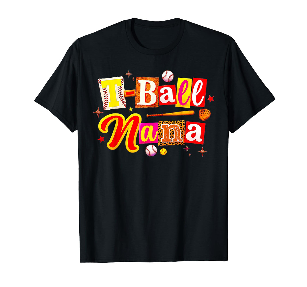 T Ball Nana Baseball Leopard Mothers Day T-Shirt - Graphic Print Men Women