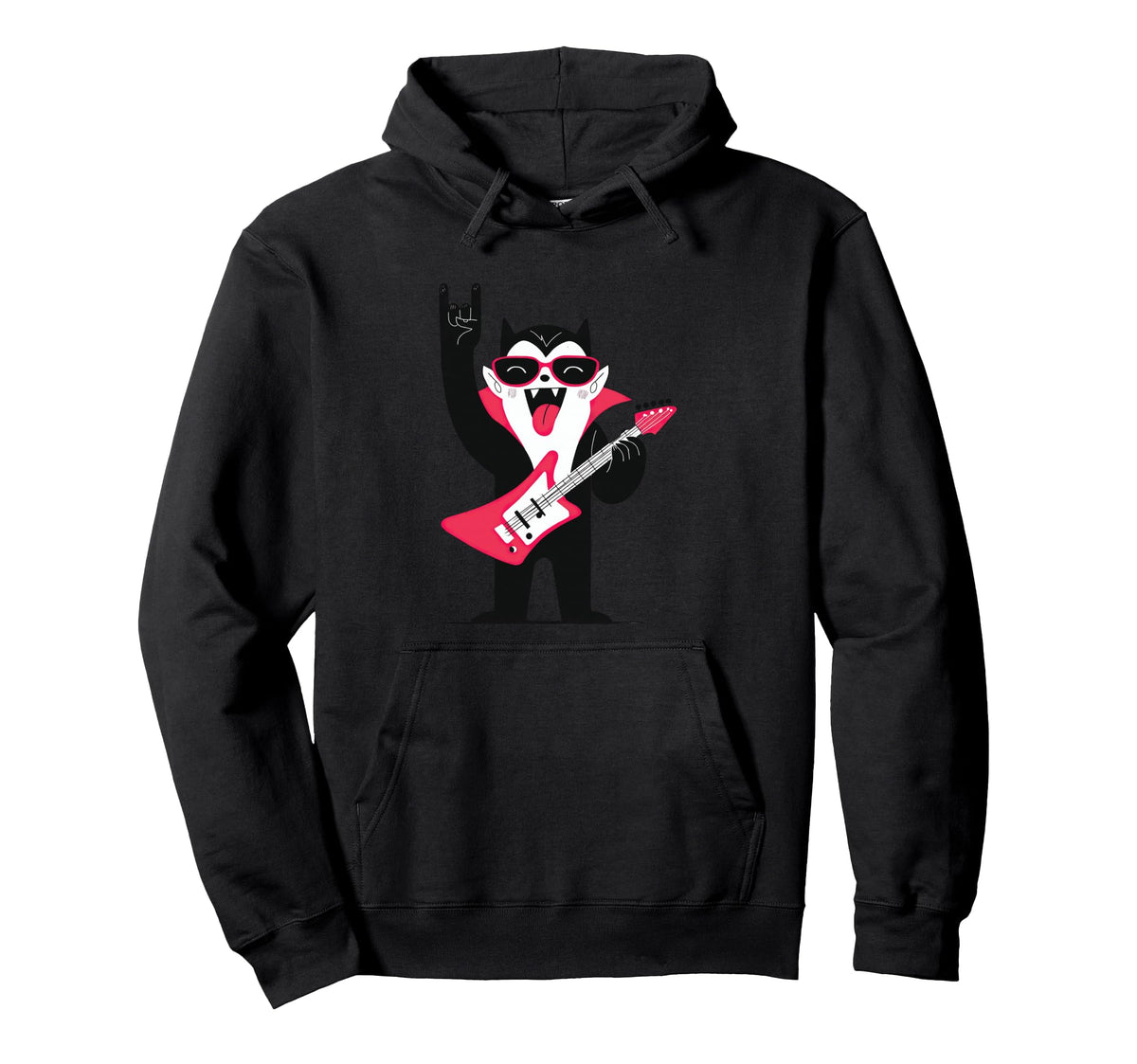 Vampire Cat Rock Music Fun Vibes Cartoon Hoodie - Graphic Print Men Women
