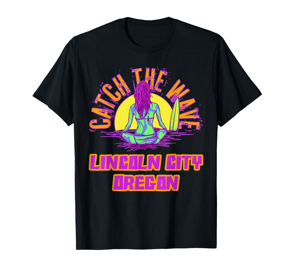 Lincoln City Oregon Surfing T-Shirt - Streetwear Style for Adults