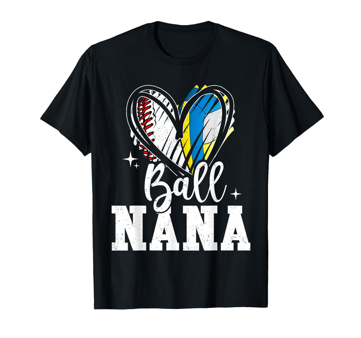 Ball Nana Baseball Volleyball Grandma T-Shirt - Novelty Apparel for Adults