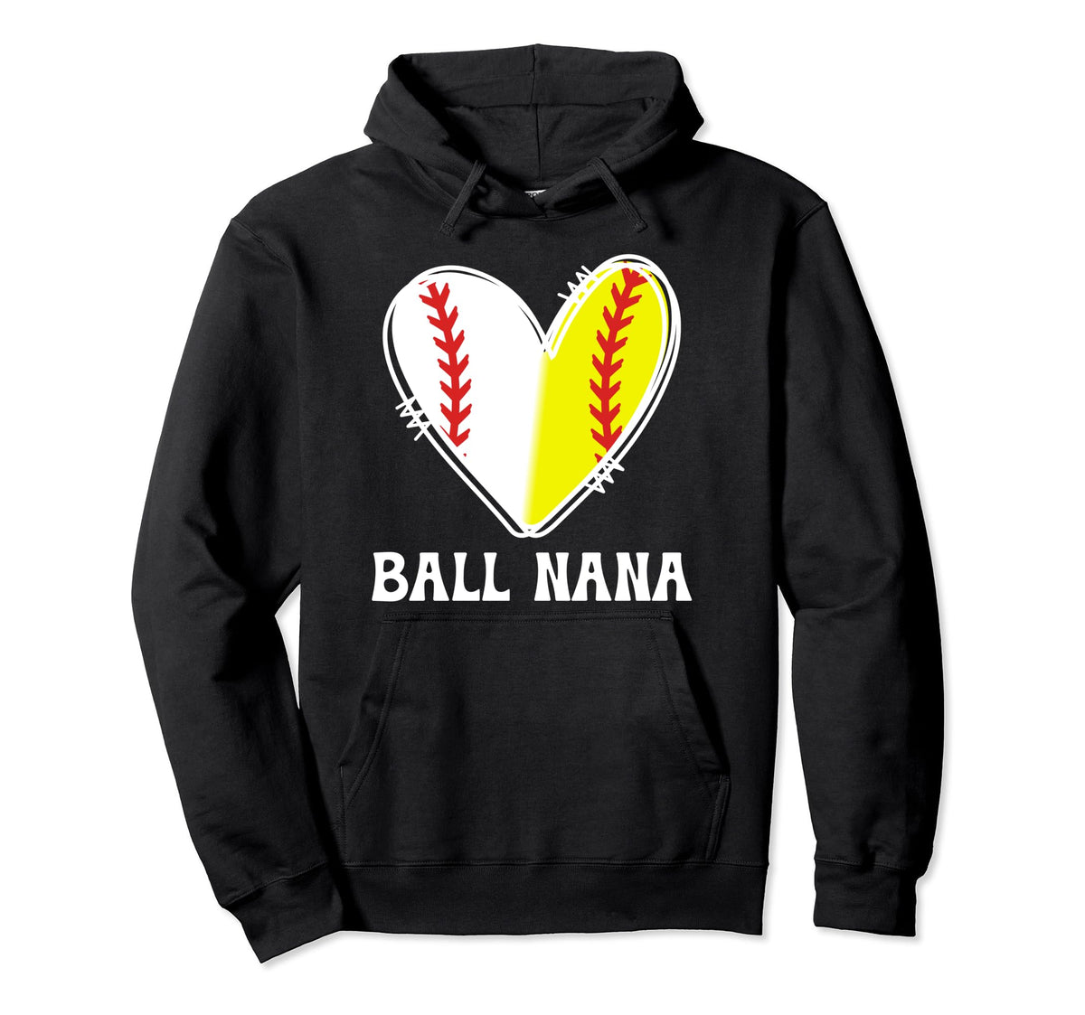 Ball Nana Heart Baseball Softball Nana Hoodie - Custom Art Print Unisex